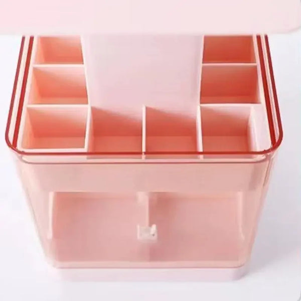 Cosmetic Organizer for Beauty Plastic Jewelry Storage with multiple compartments for organized beauty essentials.