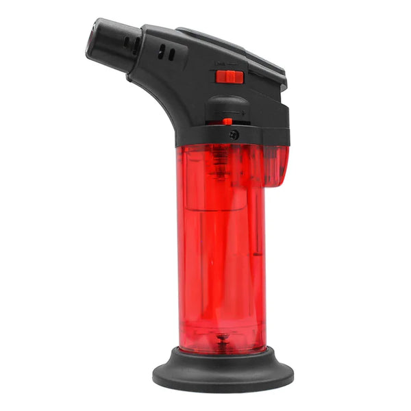 FD999 Modern Transparent Body Plastic Welding Gun in red transparent design with adjustable flame control.