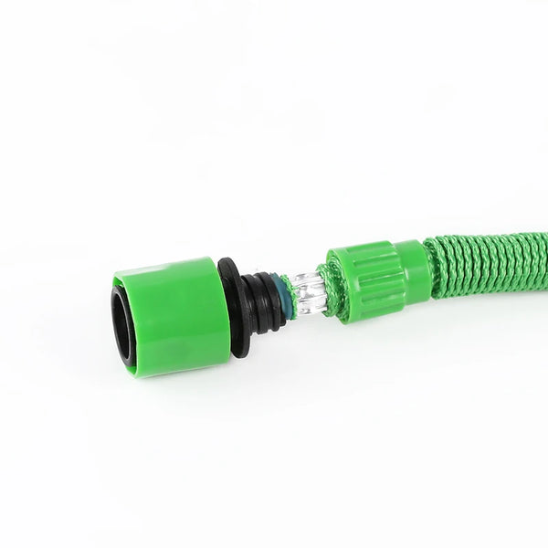 75ft Lightweight Flexible Expandable Car Wash Water Hose with green connectors and braided design.