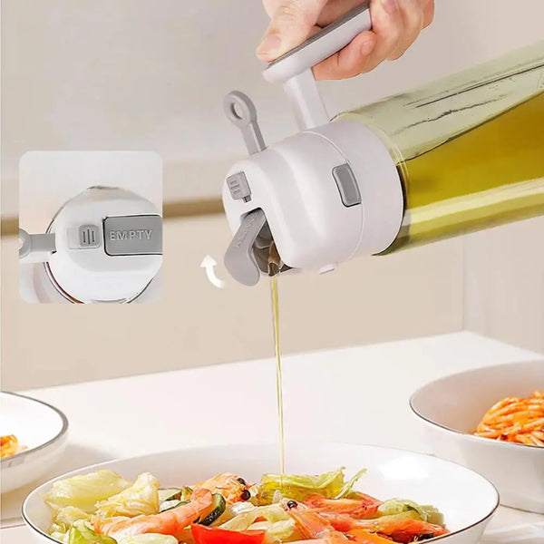 Glass Oil Dispenser Bottle with Flip Cap and Handle 680ml