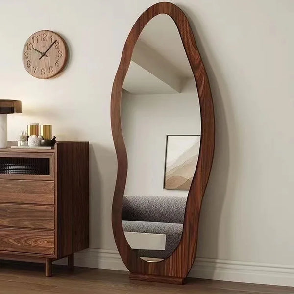 Irregular Solid Wood Frame Full-Length Mirror