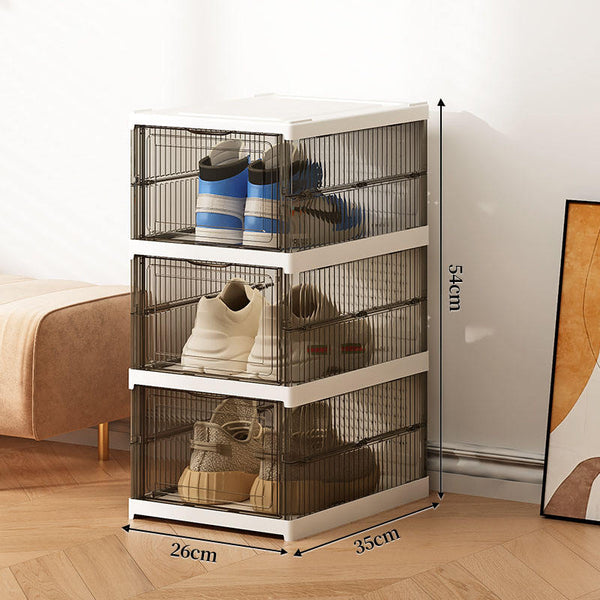 Clear Foldable Shoe Storage Rack – 3 Tier