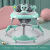 Classical Musical 3 in 1 Baby Walker in green with music plate and silent PU wheels.