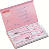6 Piece Non Stick Kitchen Knife Set in a stylish pink box with sharp, non-stick blades for easy food preparation.