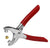 DIY Eyelet and Rivet Punch Pliers with red handles and a brass eyelet for customizing shoes.