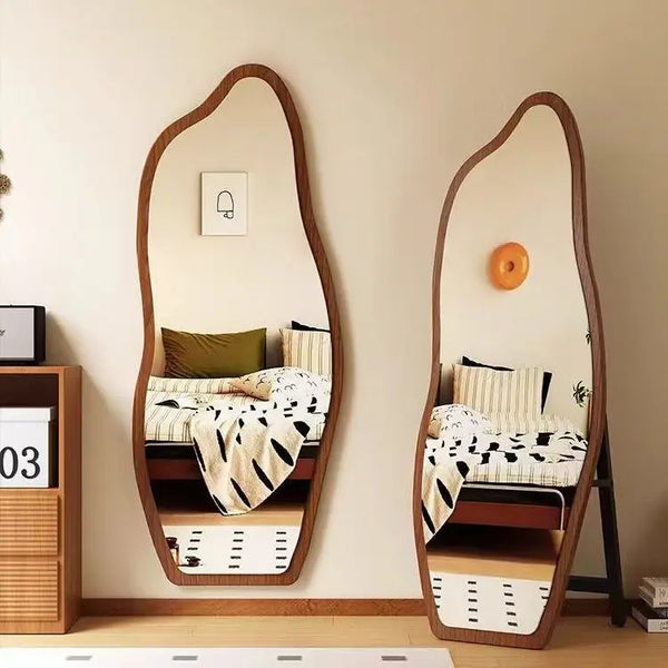 Irregular Solid Wood Frame Full-Length Mirror