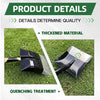 Heavy Duty Steel Garden & Construction Digging Shovel showing thickened material and quenching treatment details.