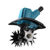 Cordless Lithium-Ion Rotating Tiller Grass Cutter with blades for soil loosening and grass cutting.