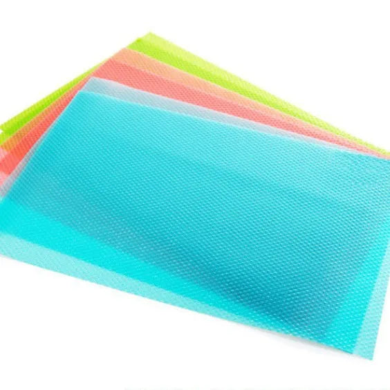Multi-Purpose Anti-Slip Shelf & Fridge Mat 6-Pack in assorted colors including blue, green, orange, and pink.