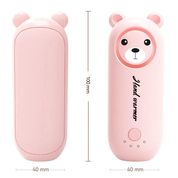 Portable 2-in-1 Electric Warmer Heater Device in a pink bear design for personal warmth on the go.