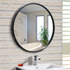 Large Full Circle Black Metal Framed Wall Mirror