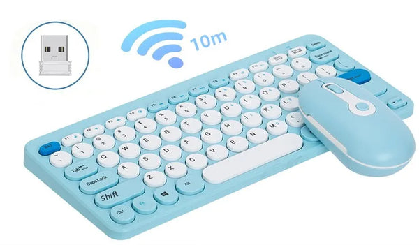 Wireless Circular Keycap Keyboard and Mouse Set