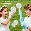 Kids enjoying the Elastic Magic Wand Smoke Bubble Machine, creating fun mist-filled bubbles outdoors.