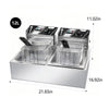 Commercial 6L+6L Double Tank Electric Deep Fryer with two baskets for efficient frying.