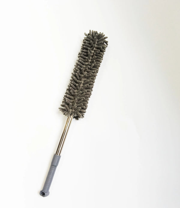 Telescopic Microfiber Removable Duster with a soft, flexible head for easy dusting of high and hard-to-reach spaces.