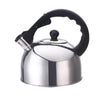 2.5L Stainless Steel Whistling Outdoor Camping Kettle with a black handle for easy pouring.