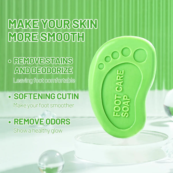 Bamboo Charcoal Green Tea Foot Care Soap for smooth skin, stain removal, deodorizing, and softening cutin.