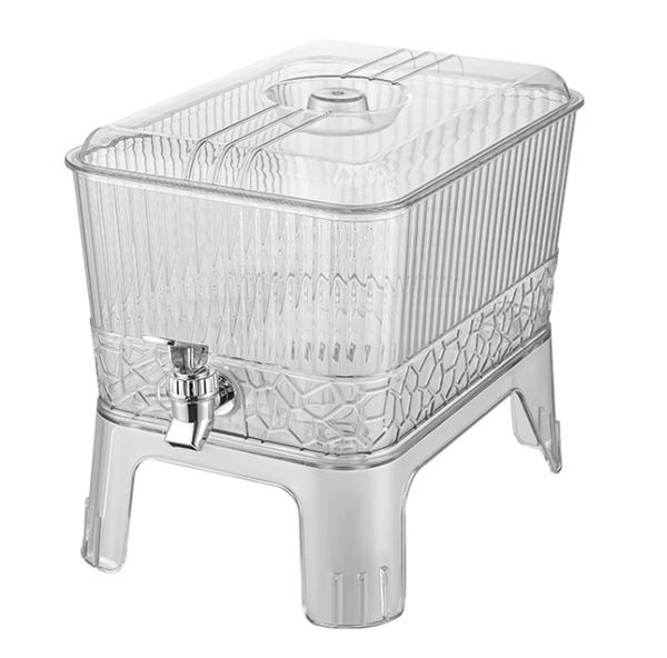 Luxury Acrylic Beverage Dispenser Set 5.5L with clear body and built-in spigot for elegant drink serving.