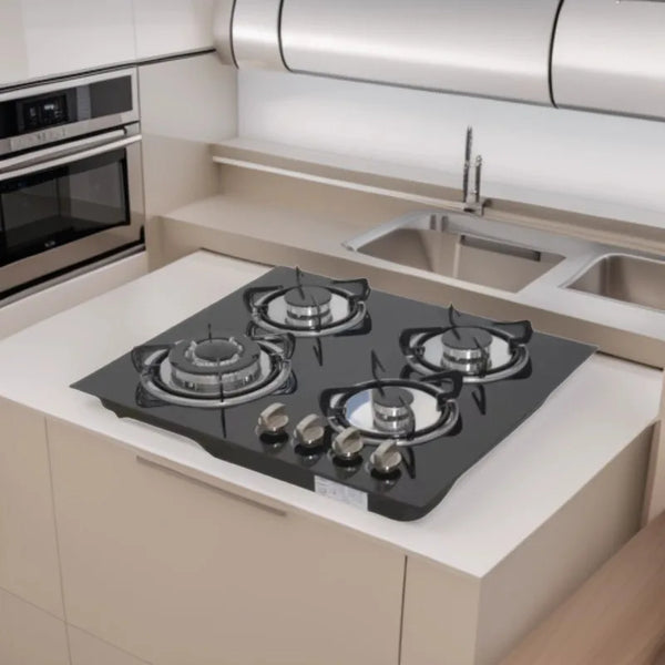 Portable Electric Gas Manual 4 Burner Cooker on a modern kitchen countertop.