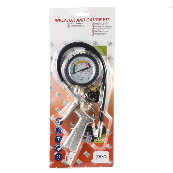Car Tyre Pressure Gauge inflator and gauge kit for accurate tyre pressure measurement and maintenance.