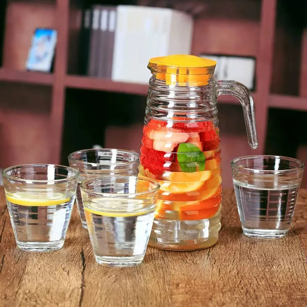 5pcs Glass Water Pitcher and Cups Set