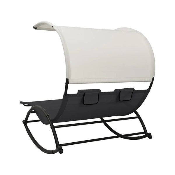 Garden Balcony Leisure Metal Garden Chair with canopy and rocking base for comfort in outdoor settings.
