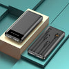 Digital Display Portable Power Bank showing digital battery display and charging cables in a sleek design.