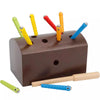 Magnetic Wooden Catching Insects Fishing Toy with colorful insect-shaped pieces and wooden base for playful learning.