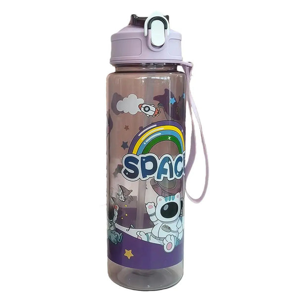 750ml Cartoon Space Plastic Water Bottle