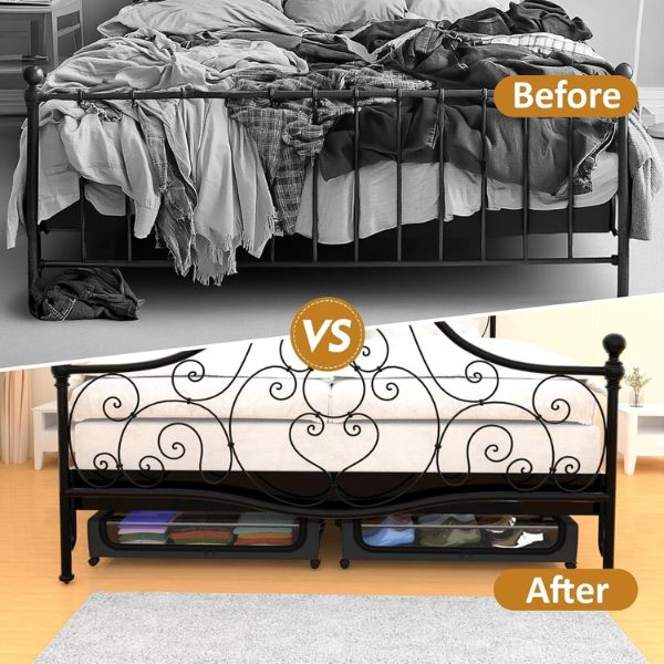Rolling Under-Bed Metal Drawer Organizer