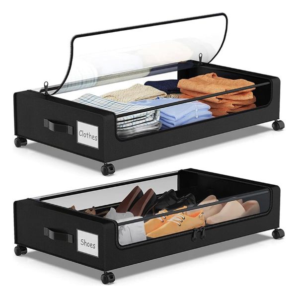 Rolling Under-Bed Metal Drawer Organizer