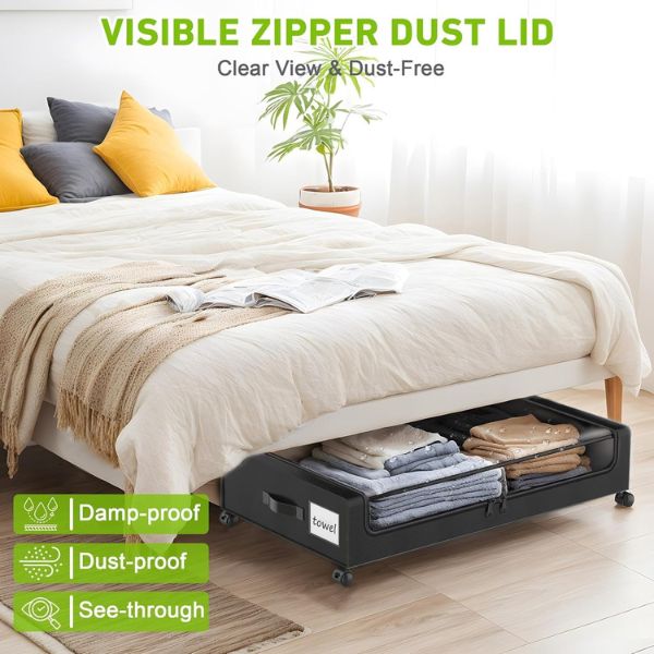 Rolling Under-Bed Metal Drawer Organizer