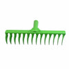 14 Teeth Green Garden Rake designed for leveling soil and clearing garden debris in a vibrant green color.