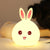 Colour-Changing Rabbit USB Night Light with soft silicone design, perfect for bedrooms and nurseries.