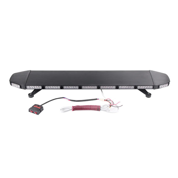 LED-780D-7 High Power Emergency Led Light Bar in black with wiring harness for easy installation.