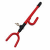 Heavy Duty Steering Wheel to Brake Pedal Lock designed for vehicle security with key and bright red color.