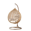 Top Quality Outdoor Magic Rattan Single Sofa Chair with striped cushions in a hanging design, perfect for relaxation.