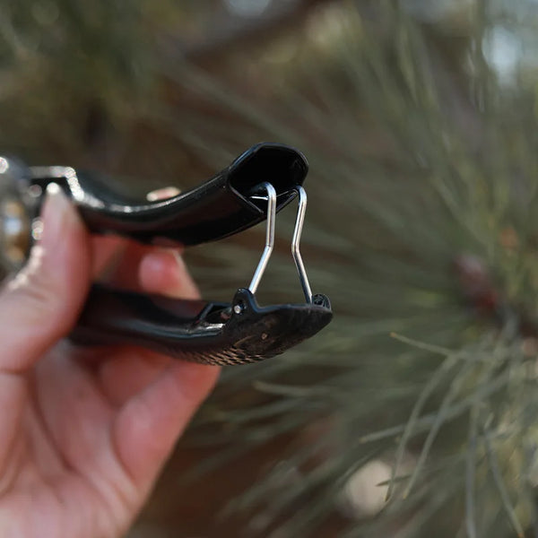 Close-up of Steel Garden Bypass Pruner demonstrating the cutting mechanism in use.