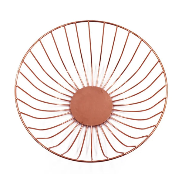 Elegant metal storage rack with a modern copper finish, perfect for organizing your home decor and essentials.