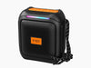 Portable Wireless Bluetooth Speaker in compact design with colorful LED lights and carrying strap.