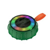 Waterproof IPX5 Portable Speaker with vibrant LED light ring and rugged green design for outdoor use.