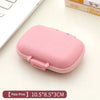 Weekly Pill Organizer Case in pale pink color measuring 10.5*8.5*3CM for medication management.