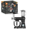 1400W Multifunction Stand Mixer with Meat Grinder next to its box, featuring a blender and various attachments.