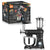 1400W Multifunction Stand Mixer with Meat Grinder next to its box, featuring a blender and various attachments.