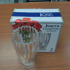 Ribbed Crystal Glass Flower Vase with Scalloped Rim