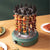 Electric Outdoor Rotisserie BBQ Grill with skewers of meat and vegetables on a wooden table.
