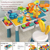 Kids Multi-Function Learning & Activity Table with building blocks and storage box for kids' creative play.