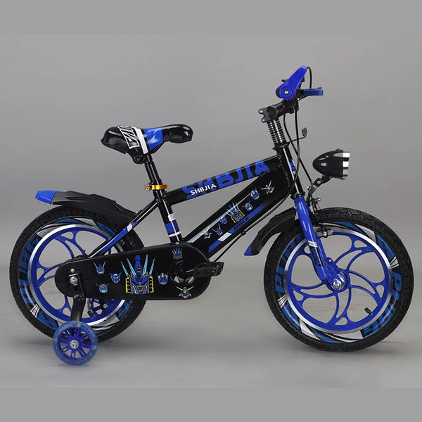 Carbon Steel Kids Training Bike in blue and black, designed for safety and balance in children's cycling.