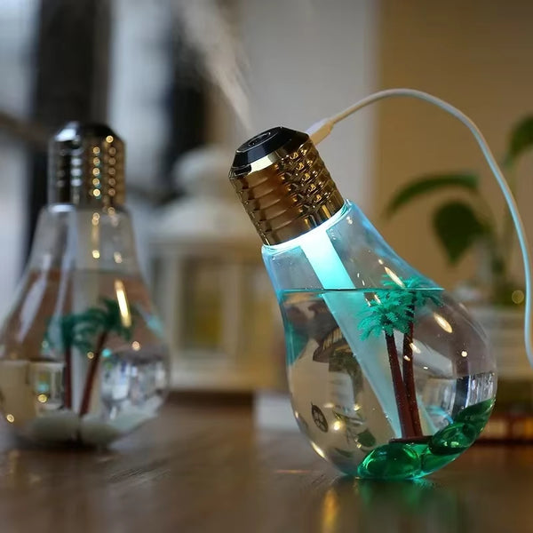 Desktop Portable Bulb Humidifier in a stylish bulb shape, enhancing air moisture with a decorative design.