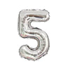 16-Inch Number Aluminum Film Balloon in the shape of the number 5, perfect for birthday celebrations and photo backdrops.